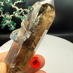 Smokey Quartz Point Tower 2.76” Tall Genuine Brazil Crystal Natural Rainbows 8